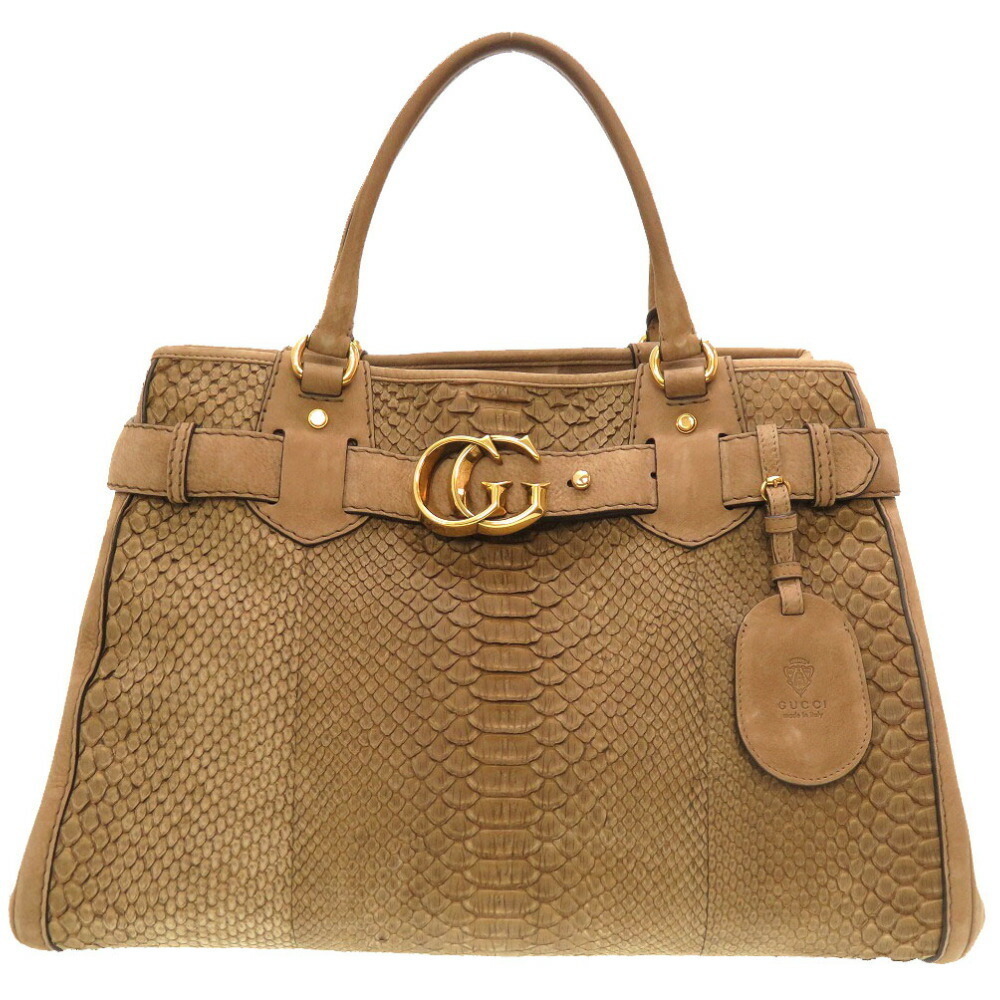 Gucci Marmont Python Tote Gg Brown Suede Bag - image 2